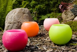 Gartenkerze Outdoorkerze Kugel Romantik 15cm orange