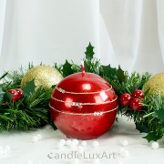 Stumpen Kugel Kerzen Hochglanz Metallic Glitzer Strass Rot