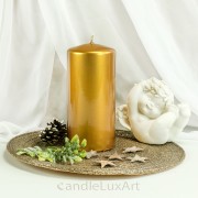 Stumpenkerzen Opal Metallic Glanz Gelbgold