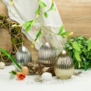 Ostern 10cm Eier Kerzen geriffelt Glanz Metall 3 Farben