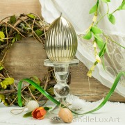 Ostern 10cm Eier Kerzen geriffelt Glanz Metall 3 Farben