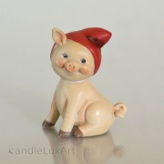 Polyresin Figuren Hund Katze Schwein mit Mütze - 6cm