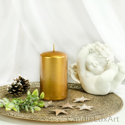Stumpenkerzen Opal Metallic Glanz Gelbgold