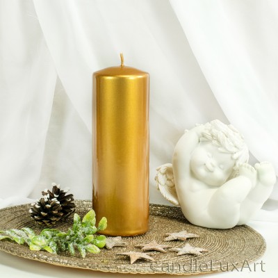 Stumpenkerzen Opal Metallic Glanz Gelbgold