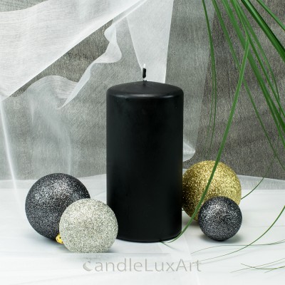 Stumpenkerze Matt Schwarz 7x14cm