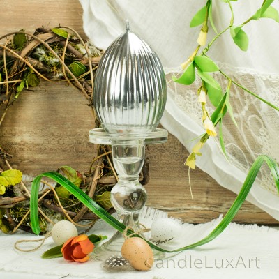 Ostern 10cm Eier Kerzen geriffelt Glanz Metall 3 Farben
