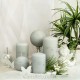 Stumpen Kugel Kerzen matt Glitzer Strass Grau