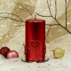 Stumpen Kerzen Perlmutt mit Herzen 7x14cm Rot