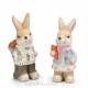 Set Keramik Häsin und Hase mit Korb - 16cm