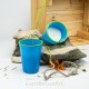Partykerze Glas im Plastikbecher Design blau Grün