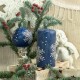 Stumpenkerze 7x14cm Eiseffekt Schneeflocken blau