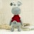 Der Hase grau rot 38cm Glitzerwolle Strickware Amigurumi