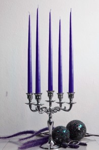 12er Tafelkerzen Spitzkerzen Leuchterkerzen Set - dunkellila 38cm