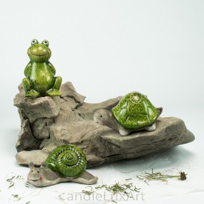 Set Keramik Schnecke Frosch Schildkröte glasiert