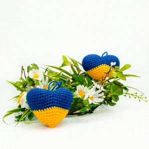Set Herzen blau gelb  - Amigurumi Handmade