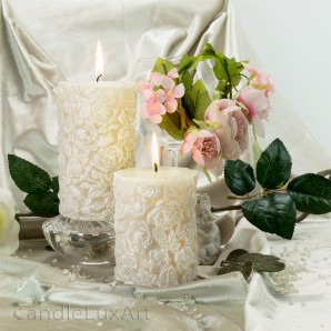 Duftkerze Rose 8x10 und 8x14cm Creme mit Rosenduft