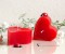 1x Herzchen Kerze 4x8cm rot