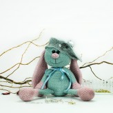 Der Hase mit Mütze mint rosa 30cm Strickware Handmade Amigurumi