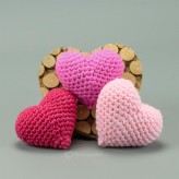 Herzen in 3 Farben pink rot rosa 7cm  - Amigurumi Handmade