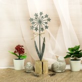 Holz Metall antik grau Blume 30cm