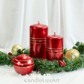 Stumpen Kugel Kerzen Hochglanz Metallic Glitzer Strass Rot