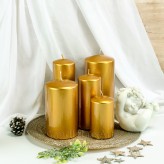 Stumpenkerzen Opal Metallic Glanz Gelbgold