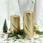 Stumpen Kerzen gedrehte Kristalle 7x14 und 7x17,5cm Metallic Gold
