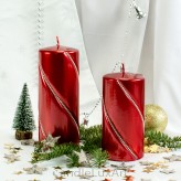 Stumpen Kerzen gedrehte Kristalle 7x14 und 7x17,5cm Metallic Rot