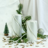 Stumpen Kerzen gedrehte Kristalle 7x14 und 7x17,5cm Metallic Silber