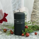 Stumpen Kerzen 7x17,5cm matt Glitzer Strass schwarz