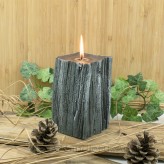 Kerzen Sandelholz Baumstumpf Grau 8,5x14cm