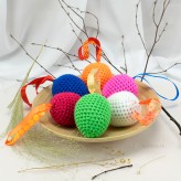 6 Ostereier 6-7cm bunt Strickware Handmade Amigurumi