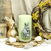 Ostern Stumpen Kerzen 7x14cm 3D Hasenmotiv Mint