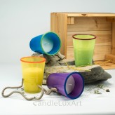 Partykerze Glas im Plastikbecher Design 4 Farben