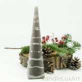 Pyramidenlkerze Tropfendesign - 25cm - grau weis