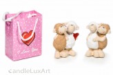 Keramik Schaf Paar Love mit Tasche - 10cm