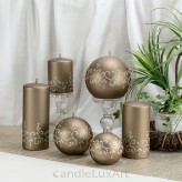 Stumpen Kugelkerzen Kerzen Matt Metallic Glitzer Cappuccino