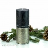Stumpenkerze Royal schwarz Gold Silber 18cm