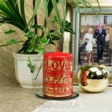 Stumpenkerzen Kerzen Love 10cm rot gold