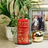Stumpenkerzen Kerzen Love 14cm rot gold