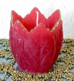 Blumenkerze Tulpe Goldrand - rot