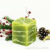 Würfelkerze Tropfendesign - 10cm - olive weis